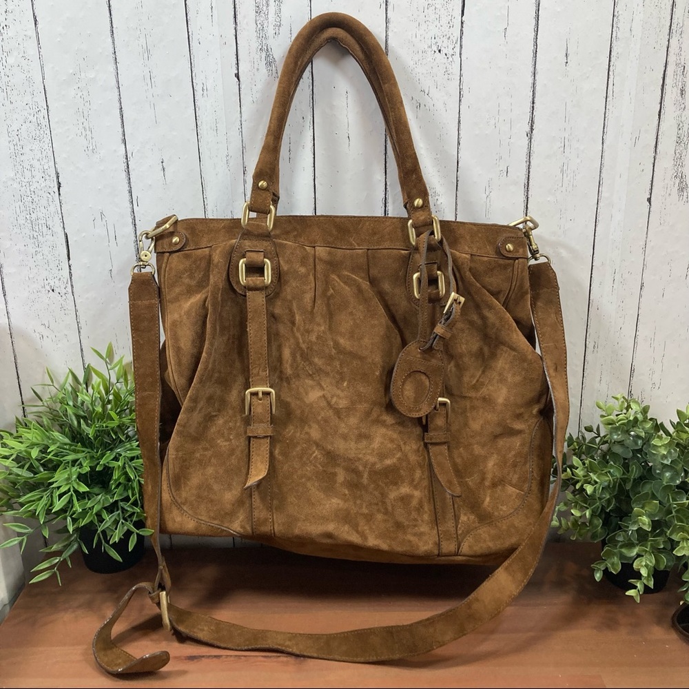 Massimo Dutti Suede Leather Satchel Bag